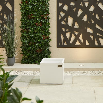 Small Square Aluminium Planter in Chalk White - Single Piece