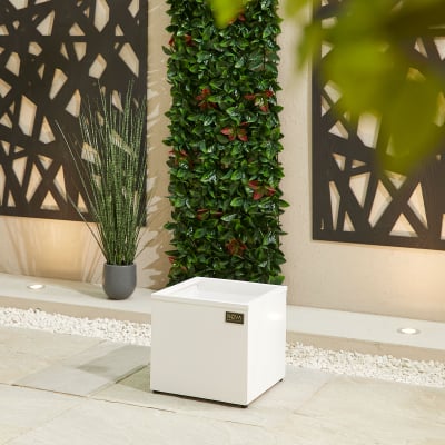 Small Square Aluminium Planter in Chalk White - Single Piece