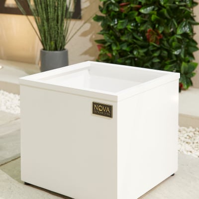 Small Square Aluminium Planter in Chalk White - Single Piece