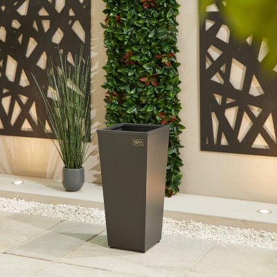 Small Tall Aluminium Planter in Graphite Grey - Single Piece