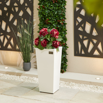 Small Tall Aluminium Planter in Chalk White - Single Piece