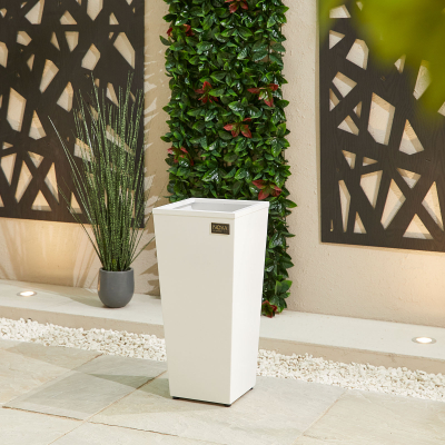 Small Tall Aluminium Planter in Chalk White - Single Piece