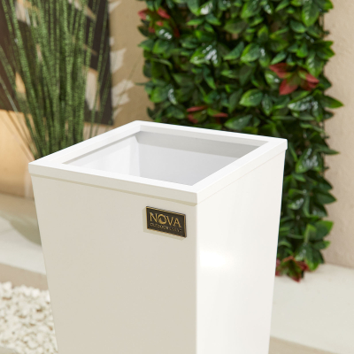 Small Tall Aluminium Planter in Chalk White - Single Piece