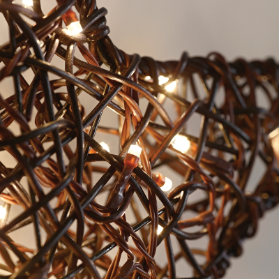 Small Rattan LED Star Hanging Decoration in Brown