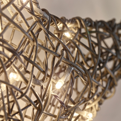 Large Rattan LED Star Hanging Decoration in Grey