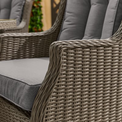 Thalia 4 Seat Rattan Dining Set - Square Table in Slate Grey