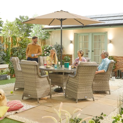 Oyster 6 Seat Rattan Dining Set