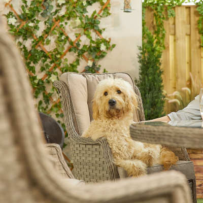 Oyster 8 Seat Rattan Dining Set - Round Table in Oyster