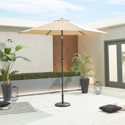 Antigua 2.7m Round Aluminium Traditional Parasol - Beige Canopy and Grey Frame