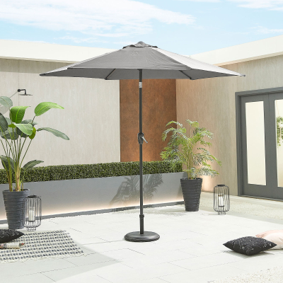 Antigua 2.7m Round Aluminium Traditional Parasol - Grey Canopy and Grey Frame