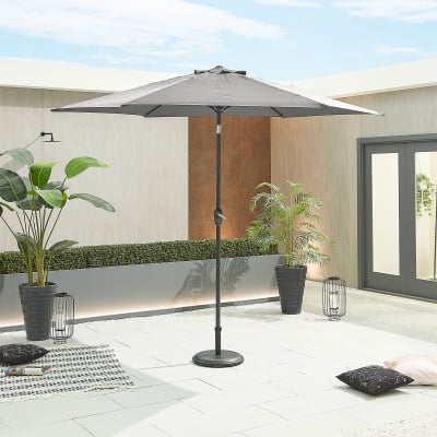 Antigua 3.0m Round Aluminium Traditional Parasol - Grey Canopy and Grey Frame