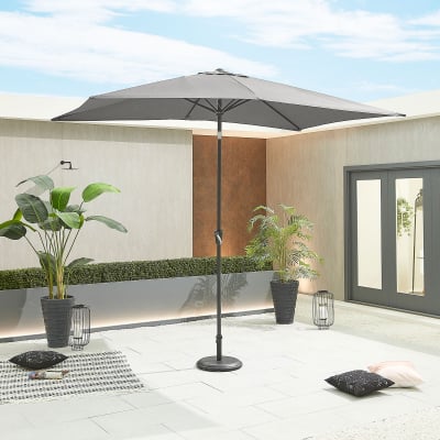 Antigua 3.0m x 2.0m Rectangular Aluminium Traditional Parasol - Grey Canopy and Grey Frame