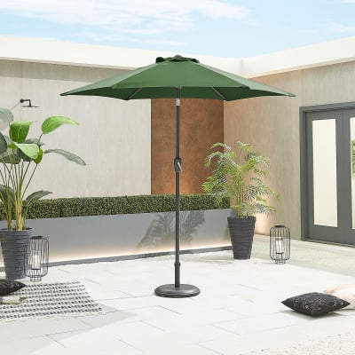 Antigua 2.4m Round Aluminium Traditional Parasol - Green Canopy and Grey Frame