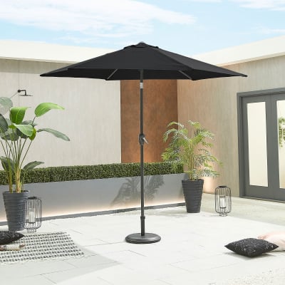 Antigua 2.7m Round Aluminium Traditional Parasol - Black Canopy and Grey Frame