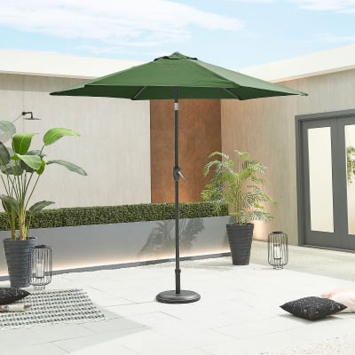 Antigua 2.7m Round Aluminium Traditional Parasol - Green Canopy and Grey Frame