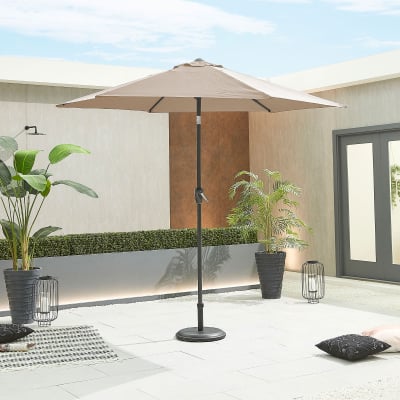 Antigua 2.7m Round Aluminium Traditional Parasol - Taupe Canopy and Grey Frame