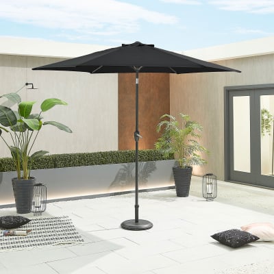 Antigua 3.0m Round Aluminium Traditional Parasol - Black Canopy and Grey Frame