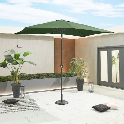 Antigua 3.0m x 2.0m Rectangular Aluminium Traditional Parasol - Green Canopy and Grey Frame