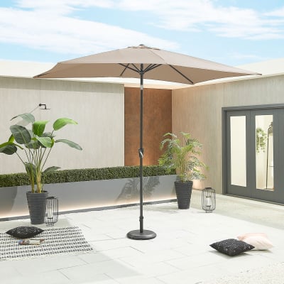 Antigua 3.0m x 2.0m Rectangular Aluminium Traditional Parasol - Taupe Canopy and Grey Frame