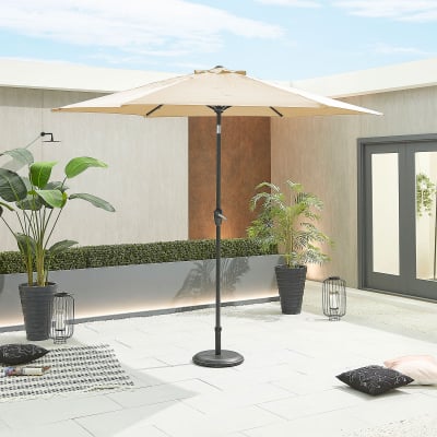 Antigua 3.0m Round Aluminium Traditional Parasol - Beige Canopy and Grey Frame