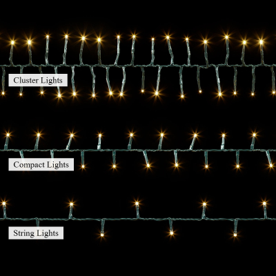 1500 LEDs Christmas Cluster Lights in Warm White