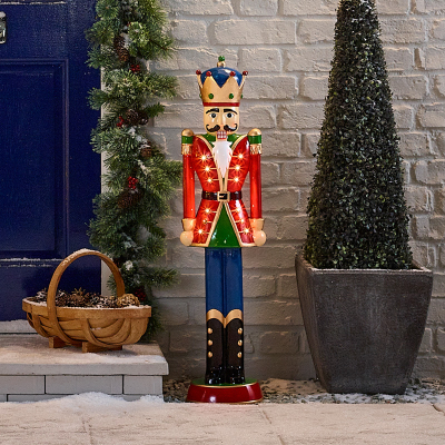 3ft Norbert Christmas Nutcracker Figure in Pillar Box Red