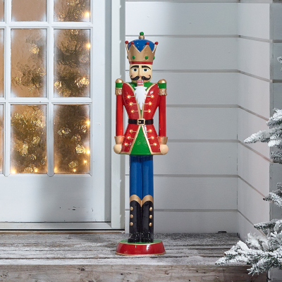 3ft Norbert Christmas Nutcracker Figure in Pillar Box Red