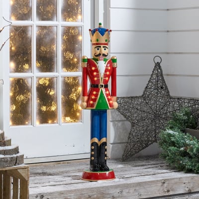 3ft Norbert Christmas Nutcracker Figure in Pillar Box Red