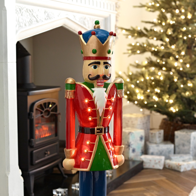 3ft Norbert Christmas Nutcracker Figure in Pillar Box Red