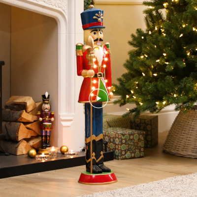 3ft Norbert Christmas Nutcracker Figure in Pillar Box Red