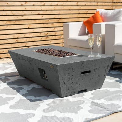 Gladstone Rectangular GRC Gas Fire Pit Table in Light Grey