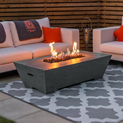 Gladstone Rectangular GRC Gas Fire Pit Table in Dark Grey