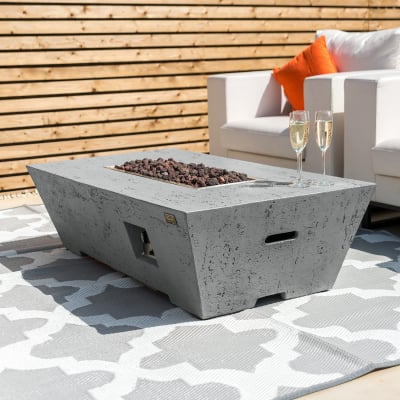 Gladstone Rectangular GRC Gas Fire Pit Table in Dark Grey