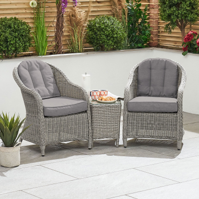 Isabella Rattan 3 Piece Lounging Set in White Wash