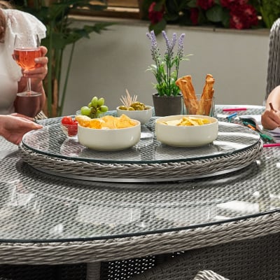 Large Rattan Lazy Susan in White Wash