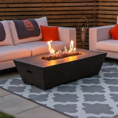 Gladstone Rectangular GRC Gas Fire Pit Table in Coffee