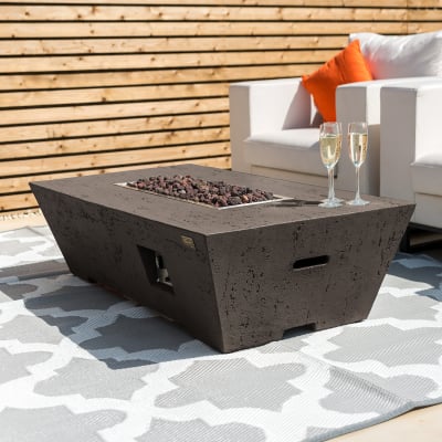 Gladstone Rectangular GRC Gas Fire Pit Table in Coffee