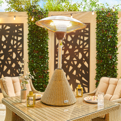 Table Rop Rattan Electric Patio Heater in Willow