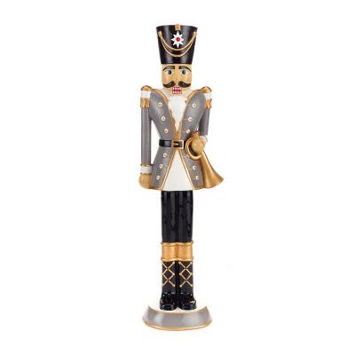 Norbert the Guard 3ft Christmas Nutcracker Figure with Trumpet in Grey