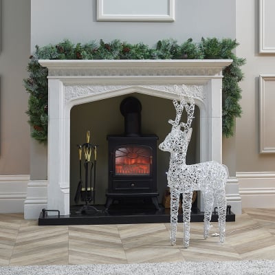 Medium Rattan LED Ralph & Deer Friends in White