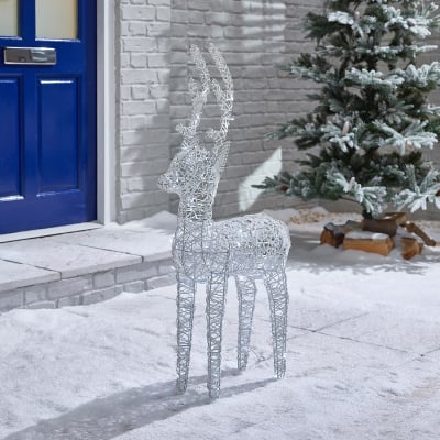 Medium Rattan LED Ralph & Deer Friends in White