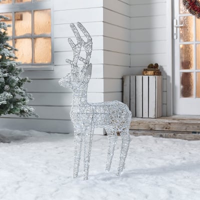 Medium Rattan LED Ralph & Deer Friends in White