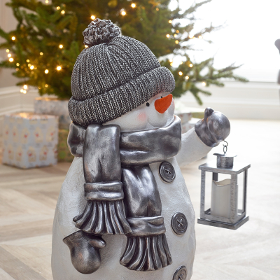 Tinsel Christmas Snowman Figure