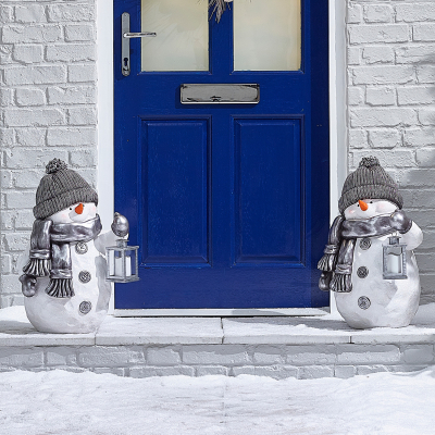 Tinsel Christmas Snowman Figure