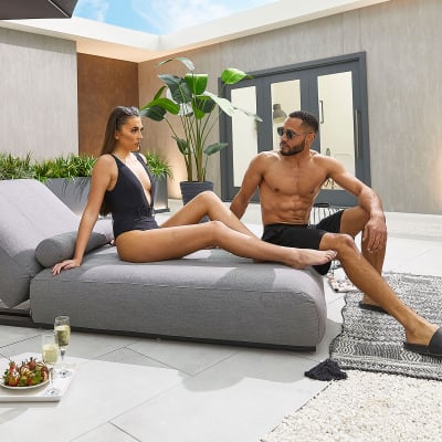 Serenity All Weather Fabric Aluminium Sun Lounger in Ash Grey