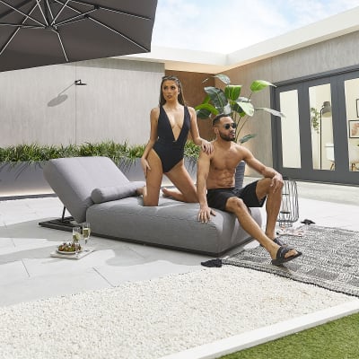 Serenity All Weather Fabric Aluminium Sun Lounger in Ash Grey