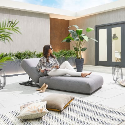 Serenity All Weather Fabric Aluminium Sun Lounger in Ash Grey