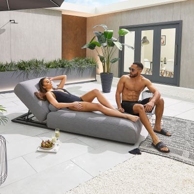 Serenity All Weather Fabric Aluminium Sun Lounger in Ash Grey