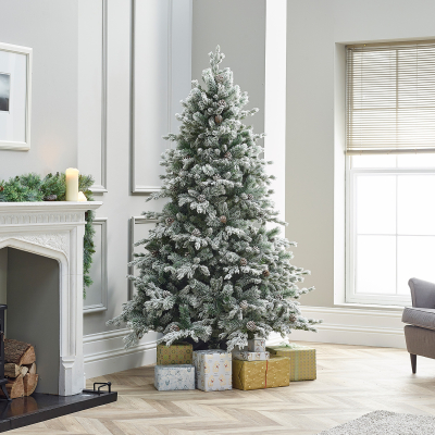 Grand Fir Green Flocked Christmas Tree - 5ft / 150cm