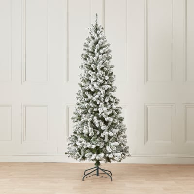 Slim Balsam Fir Green Snowy Christmas Tree